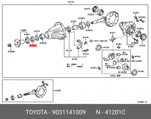 Toyota LC150, 100 сальник хвостовика переднего моста 90311-41009 TOYOTA