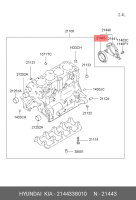 Hyundai Sonata 2.0 G4JP/ix35 11-14 2.0б/NF 2.0/Optima Сальник к/в задн     85x10 2144338010 HYUNDAI KIA