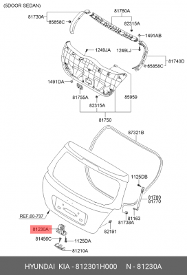 Kia Ceed Замок 5-ой двери 812301H000 HYUNDAI KIA