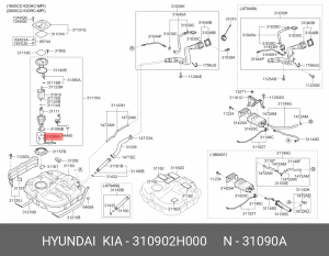 Kia Ceed/i30 1.6б все/Elantra 06-11 фильтр топливный сетка СНАРУЖИ стакана 310902H000 HYUNDAI KIA