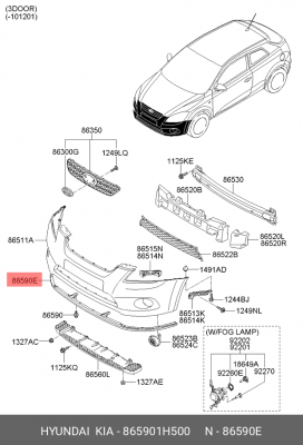 Kia Ceed 10- губа перед бампера 865901H500 HYUNDAI KIA