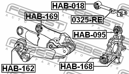 Honda CR-V III с/блок задней цапфы верхний HAB-095 FEBEST