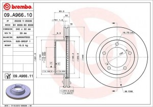 Toyota LC 200 08- диск тормозной передний 09A96610 BREMBO