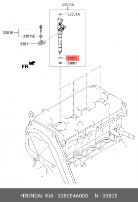 Kia D4CB кольцо резиновое  уплотнительное форсунки 338054A000 HYUNDAI KIA