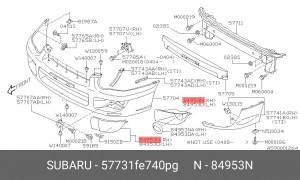 Subaru Impreza заглушка ПТФ правая 57731FE740PG SUBARU