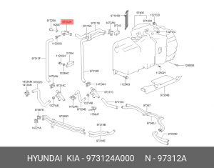 Hyundai D4CB тройник системы охлаждения 973124A000 HYUNDAI KIA