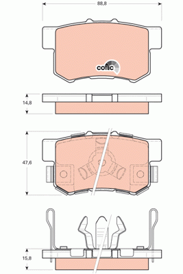 Honda Accord IX 2.0/2.4 08- Колодки тормозные задние GDB3438 TRW