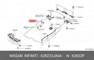 Infiniti QX60 брызговик передней части арки заднего правого колеса 62822-3JA0A NISSAN INFINITI
