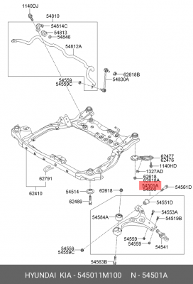 Kia Cerato 08 Рычаг передний правый (без шаровой) 54501-1M100 HYUNDAI KIA