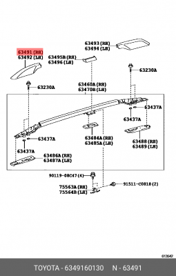 крышка релинга правого передняя 63491-60130 TOYOTA