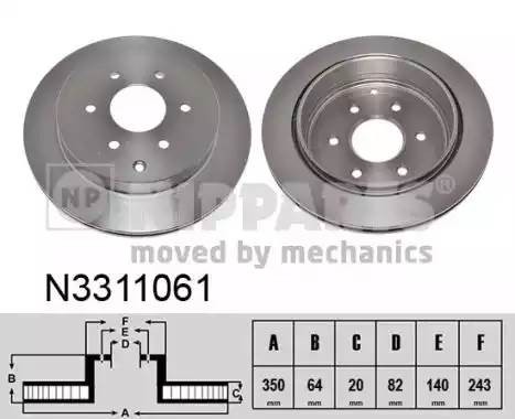Nissan Patrol Y62 диск тормозной задний N3311061 H B JAKOPARTS NIPPARTS