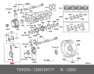 Toyota Avensis 1ZZFE Шатун 13201-29177 TOYOTA