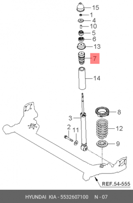 Kia Picanto 04-09 Отбойник заднего амортизатора 5532607100 HYUNDAI KIA