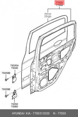 Hyundai Getz Дверь задняя левая 770031C020 HYUNDAI KIA
