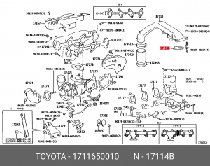Lexus LC100 прокладка впускного коллектора верх 17116-50010 TOYOTA