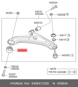Hyundai Getz сайлентблок рычага переднего зад.большой 545841C300 HYUNDAI KIA
