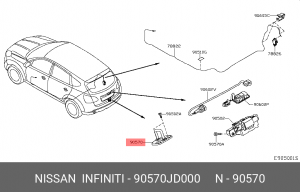 Nissan Qasqai скоба замка 5й двери 90570-JD000 NISSAN INFINITI