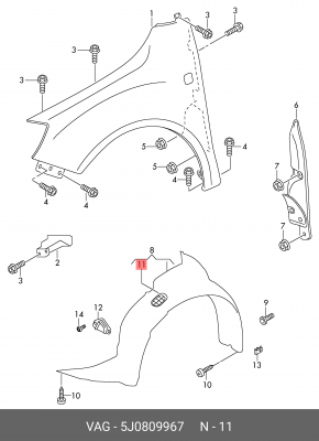 Расширитель колесной арки 5J0 809 967 VAG