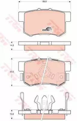 Honda Accord IX 2.0/2.4 08- Колодки тормозные задние GDB3438 TRW
