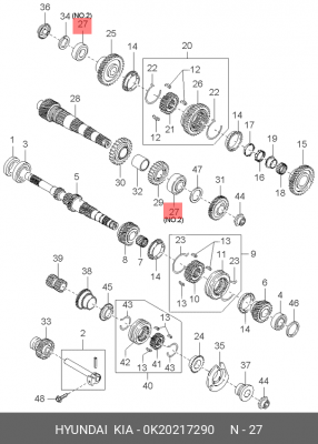 одшипник шариковый (ПОДШИПНИК РОЛИКОВЫЙ КОНИЧЕСКИЙ) 0K20217290 HYUNDAI KIA
