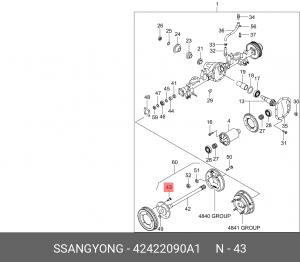 Ssangyong Kyron / Actyon 6-10 шпилька заднего колеса D=18.2 42422090A1 SSANG YONG