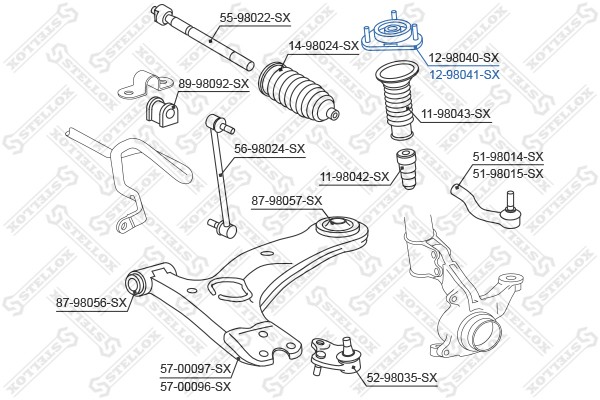 TOYOTA COROLLA  E12/FIELDER/VERSO/PRIUS/WILL VS 00-06 опора переднего амортизато 12-98041-SX STELLOX