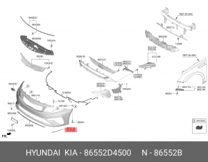 Kia Optima 16- Кронштейн Бампера Правый 86552D4500 HYUNDAI KIA