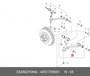 SS Kyron/Actyon 06-/Sport Сайлентблок нижн перед рычага (амортизатора) 4451709001 SSANG YONG