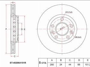RENAULT Duster 11-15- 1.5D 2.0 диск тормозной вентилируемый [280x24] ST-402064151R SAT