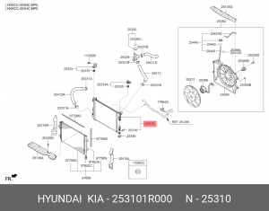 Hyundai Solaris\Rio 12- радиатор охлаждения МТ 25310-1R000 HYUNDAI KIA