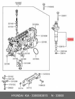 Hyundai HD 250/Trago/HD170 - форсунка топливная D8AY, D8AB, D6AC 3380083815 HYUNDAI KIA