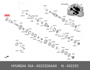 Kia Rio/Soul/Solaris 17- подшипник вторичного вала 4322526AA0 HYUNDAI KIA