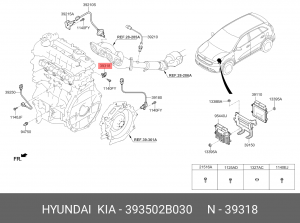 Hyundai Elantra/Ceed/i30 1.4-1,6б 06-10/Solaris/Rio 12-, Creta 1.6 Датчик положе 393502B030 HYUNDAI KIA