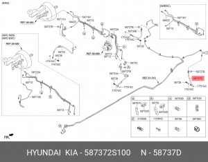 Hyundai IX35/Sportage 11- Шланг тормозной задний левый 2WD 587372S100 HYUNDAI KIA