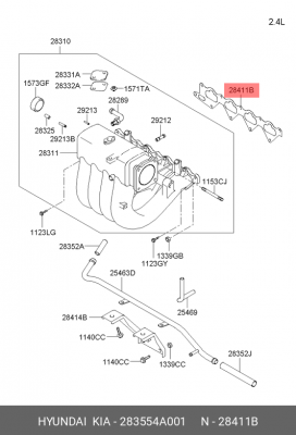 Kia Sorento 2.5 Прокладка впускного коллектора 283554A001 HYUNDAI KIA