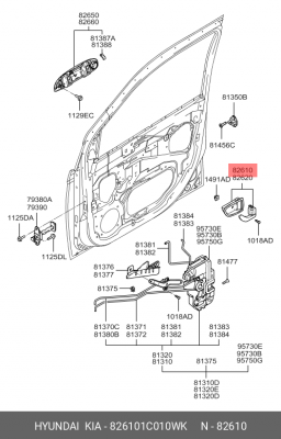 Hyundai Getz Ручка двери передняя левая 826101C010WK HYUNDAI KIA
