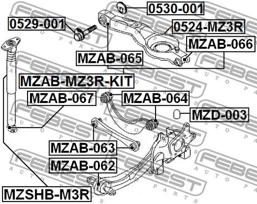 Ford Focus 2, 3 с\блок заднего нижнего поперечнего рычага наружный MZAB066 FEBEST