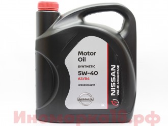 Масло моторное синтетическое NISSAN 5W40 (5L) 3+ для негарантийных авто